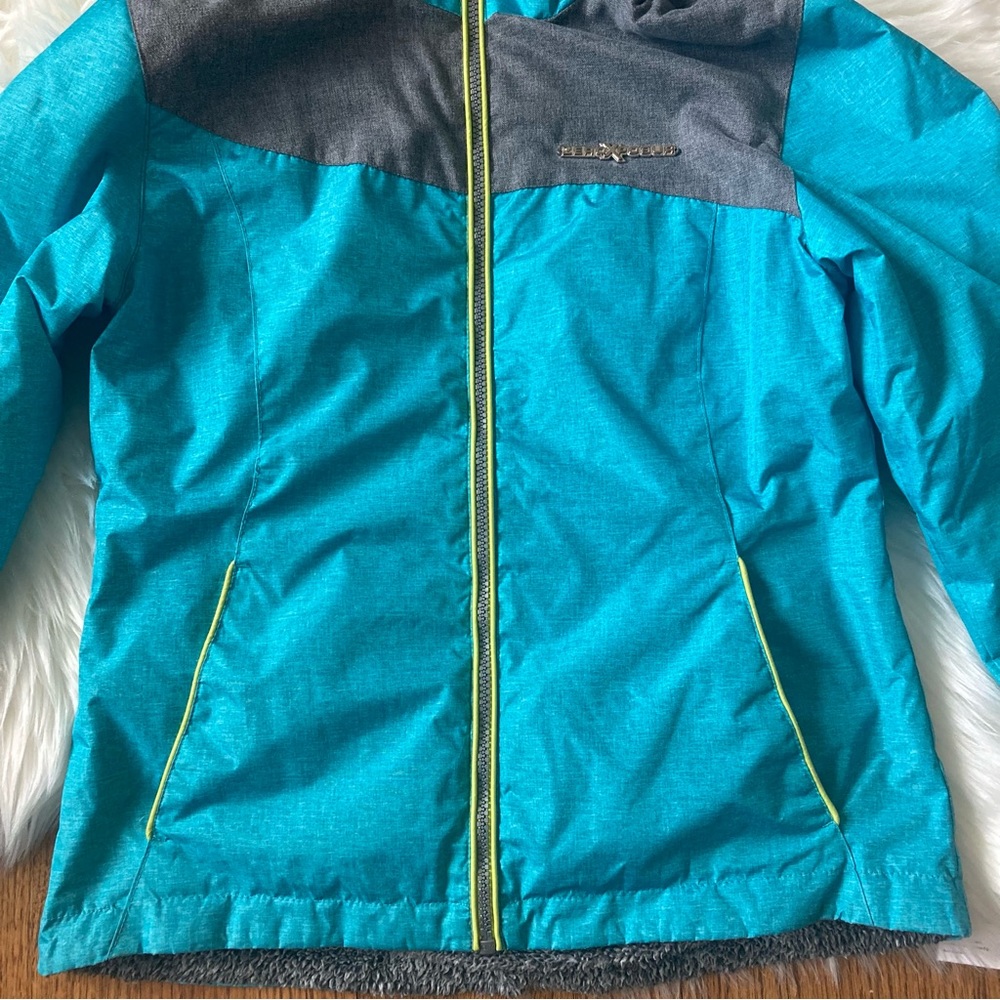 ZeroXposur Zip Up Hooded Jacket Blue Grey Girl Size 10/12 - Picture 3 of 8